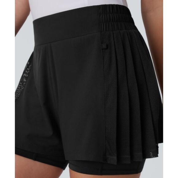 Halara Breezeful Contrast Mesh Pleated 2-in-1 Quick Dry Golf Shorts Sz Small - Picture 1 of 13